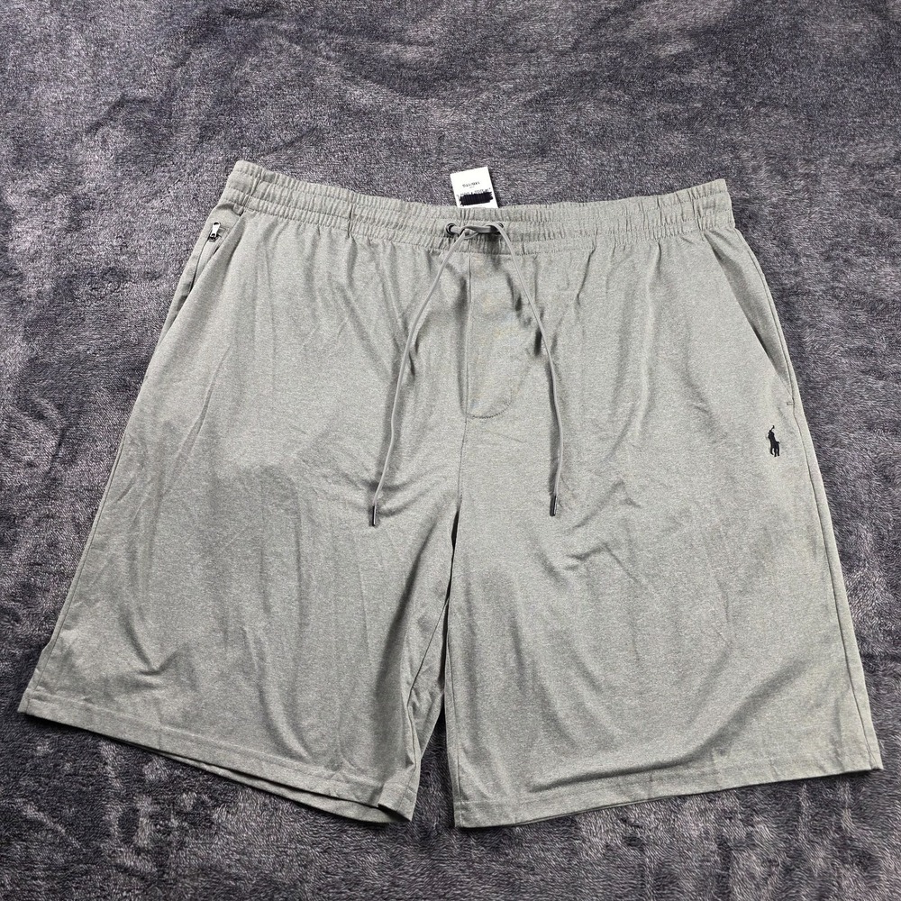 Polo Ralph Lauren Active Shorts Mens 4XB Gray Gym Wear Lounge Zipper Pockets